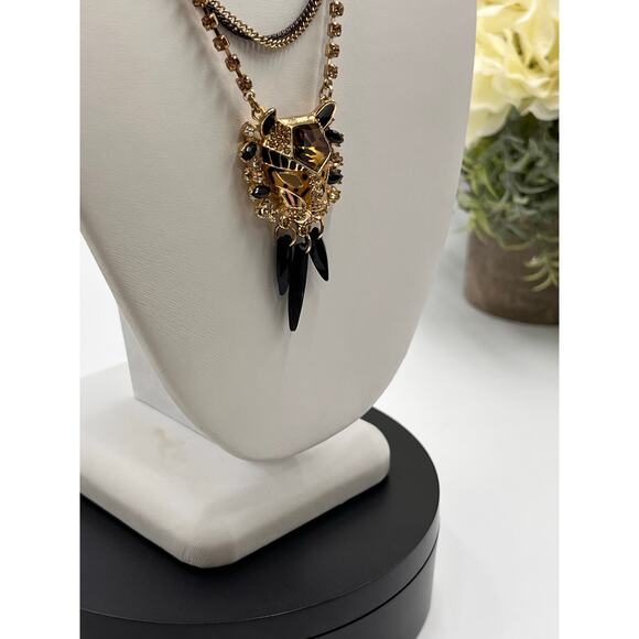 Betsey Johnson Hollywood
Glam Leopard Tiger Head Dangle Bow Gold Necklace - Picture 7 of 12